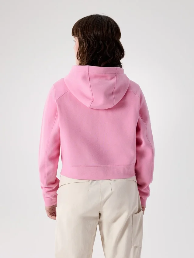 Sweat à capuche court zippé intégral Emblem Polaire pour femme