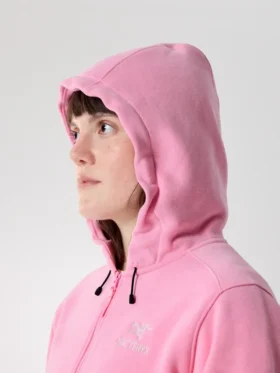 Sweat à capuche court zippé intégral Emblem Polaire pour femme