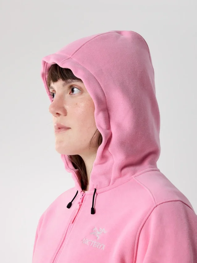 Sweat à capuche court zippé intégral Emblem Polaire pour femme