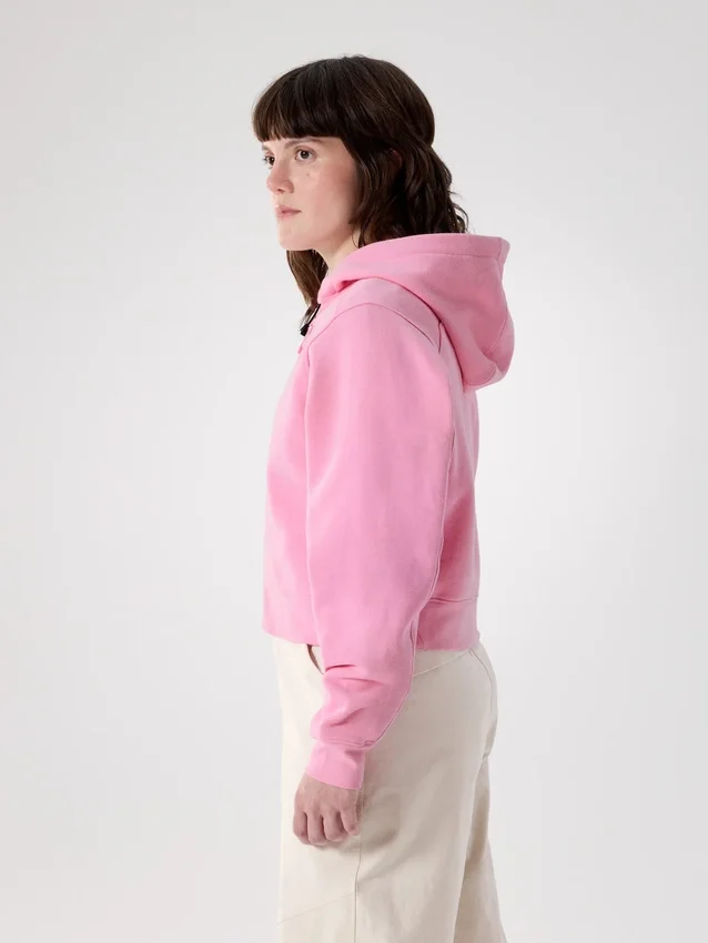 Sweat à capuche court zippé intégral Emblem Polaire pour femme