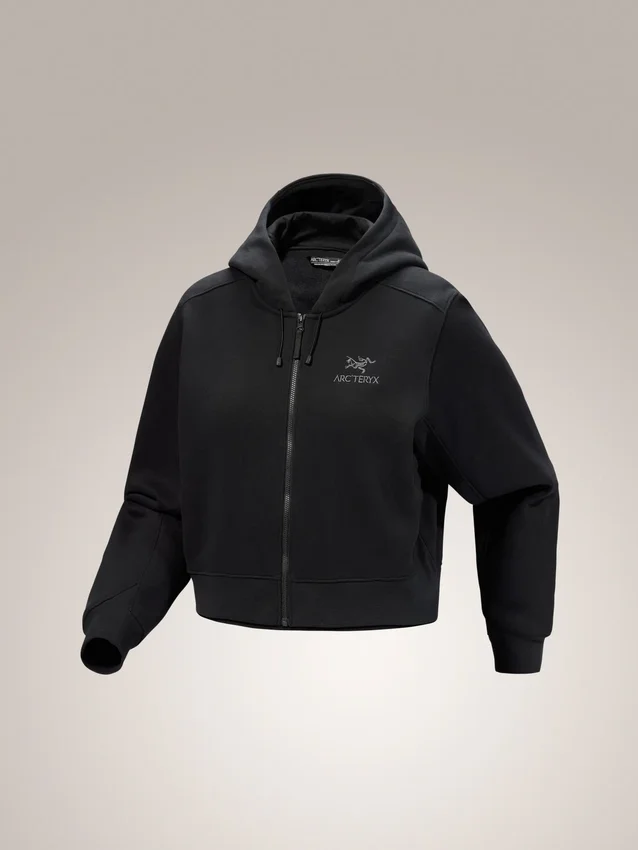 Sweat à capuche court zippé intégral Emblem Polaire pour femme