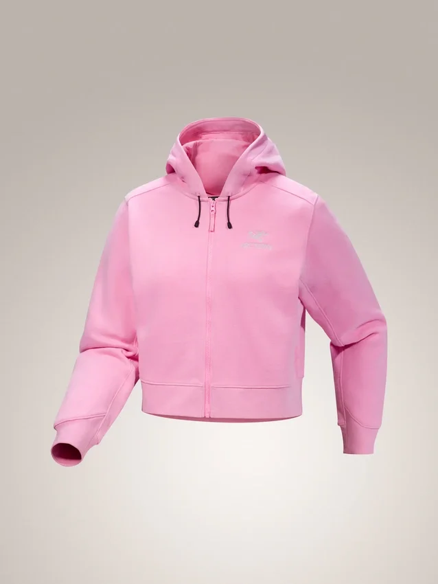 Sweat à capuche court zippé intégral Emblem Polaire pour femme