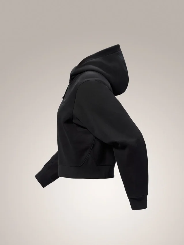 Sweat à capuche court zippé intégral Emblem Polaire pour femme
