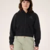 Sweat à capuche court zippé intégral Emblem Polaire pour femme