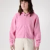 Sweat à capuche court zippé intégral Emblem Polaire pour femme