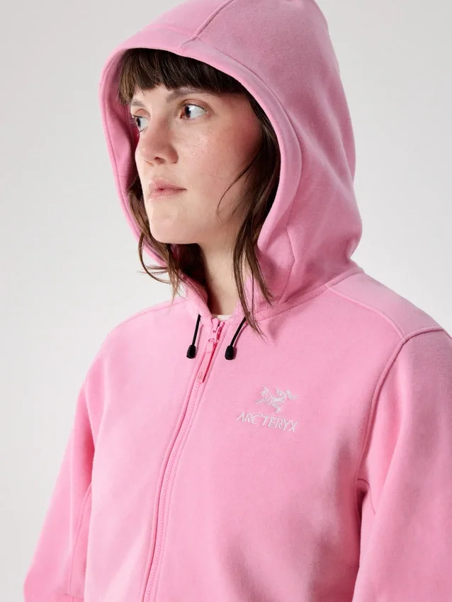 Sweat à capuche court zippé intégral Emblem Polaire pour femme