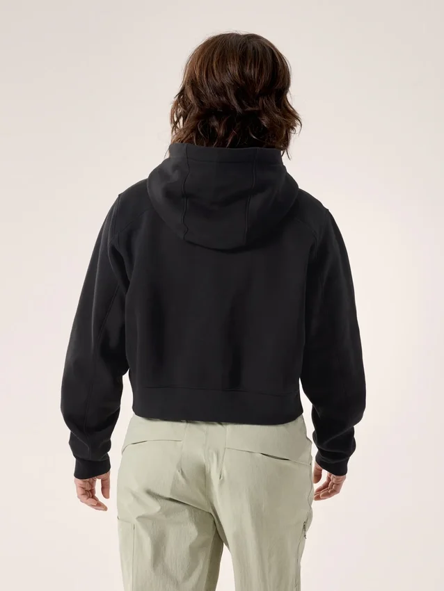 Sweat à capuche court zippé intégral Emblem Polaire pour femme