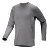 T-shirt à col rond et manches longues en laine mérinos Rho « Grey »