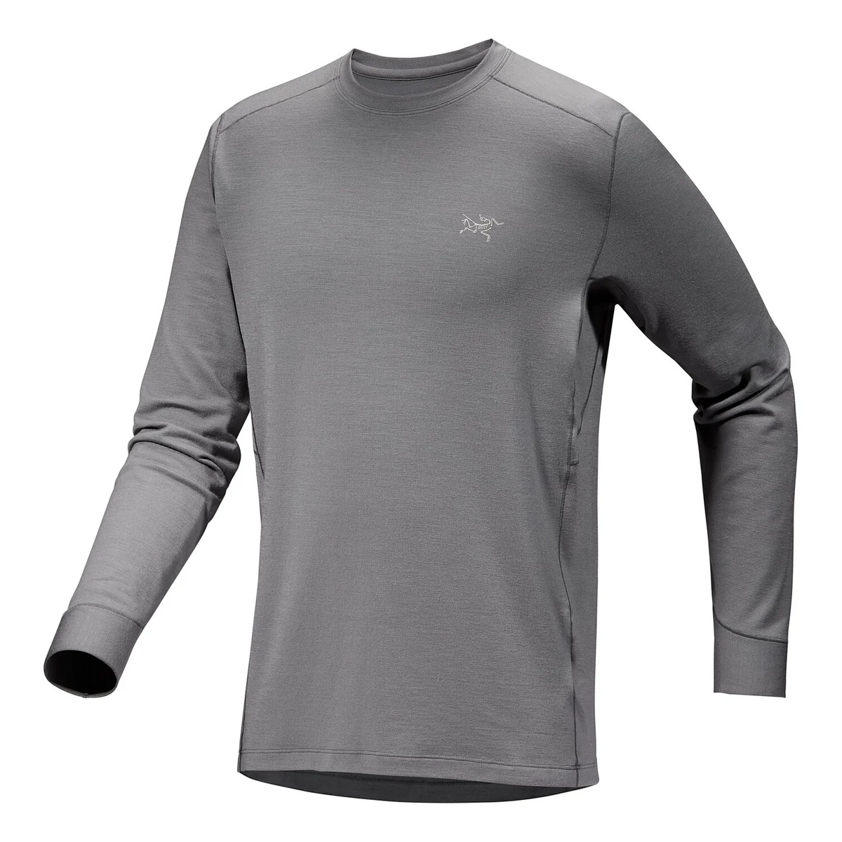 T-shirt à col rond et manches longues en laine mérinos Rho « Grey »