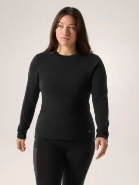 T-shirt à col rond et manches longues en laine mérinos Satoro pour femme