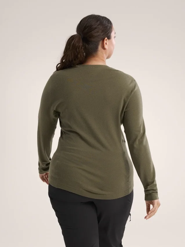 T-shirt à col rond et manches longues en laine mérinos Satoro pour femme