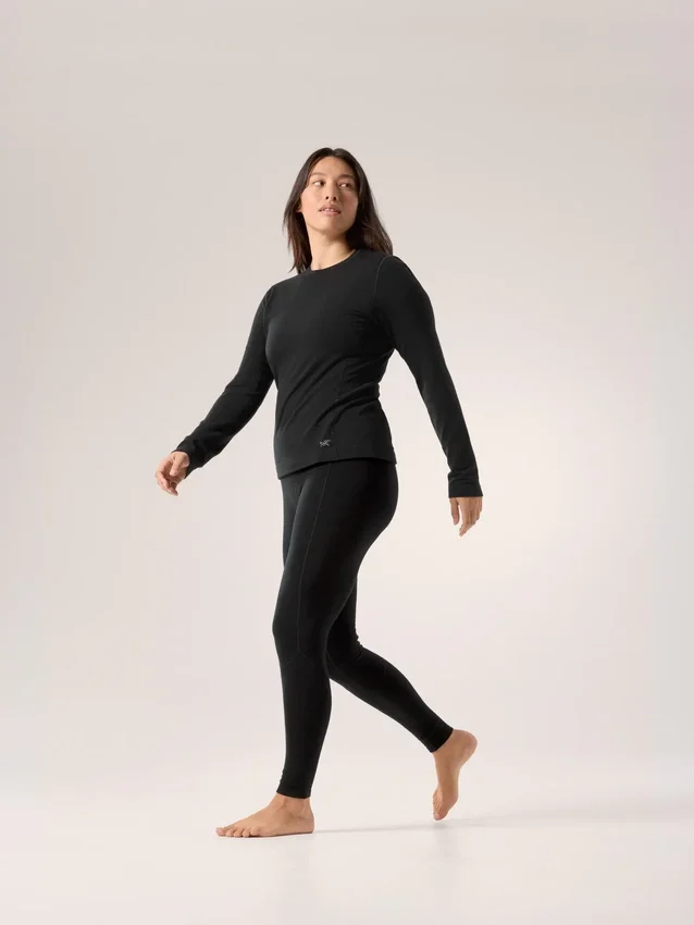 T-shirt à col rond et manches longues en laine mérinos Satoro pour femme