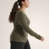 T-shirt à col rond et manches longues en laine mérinos Satoro pour femme