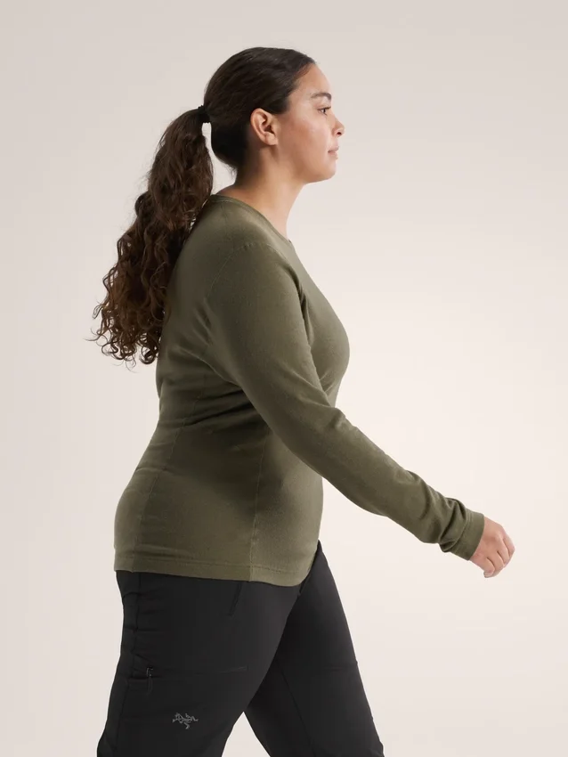 T-shirt à col rond et manches longues en laine mérinos Satoro pour femme