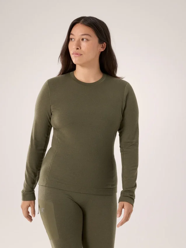 T-shirt à col rond et manches longues en laine mérinos Satoro pour femme