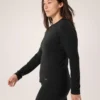 T-shirt à col rond et manches longues en laine mérinos Satoro pour femme