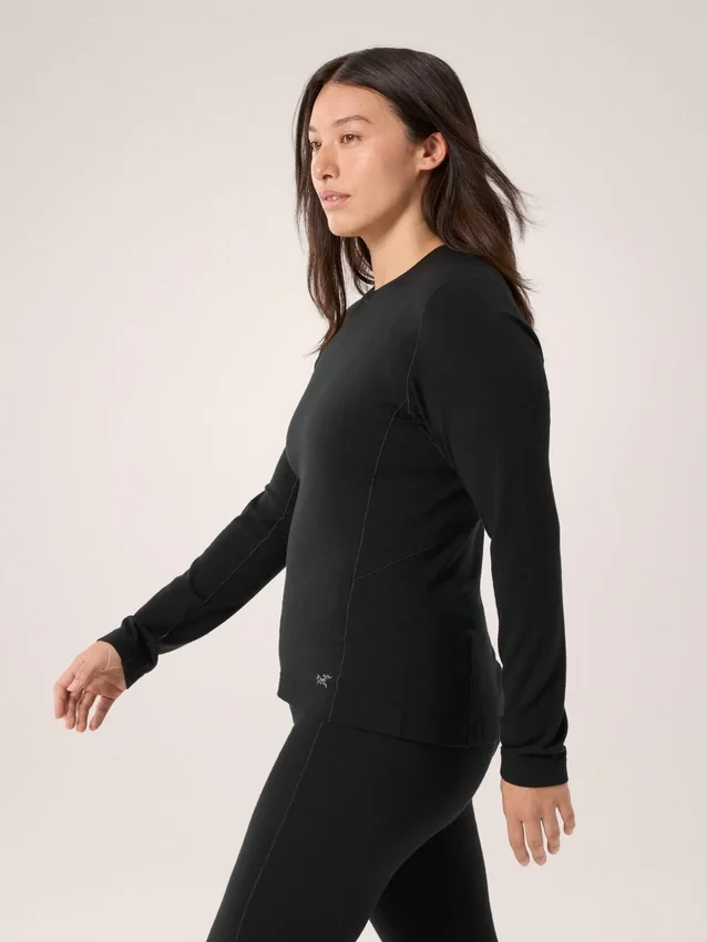 T-shirt à col rond et manches longues en laine mérinos Satoro pour femme