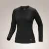 T-shirt à col rond et manches longues en laine mérinos Satoro pour femme