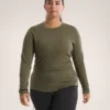 T-shirt à col rond et manches longues en laine mérinos Satoro pour femme