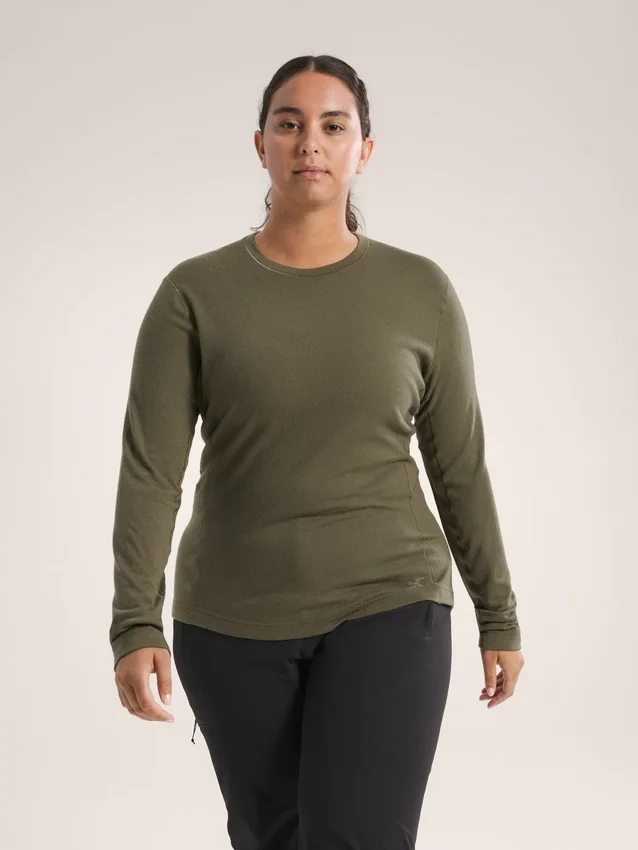T-shirt à col rond et manches longues en laine mérinos Satoro pour femme