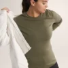 T-shirt à col rond et manches longues en laine mérinos Satoro pour femme