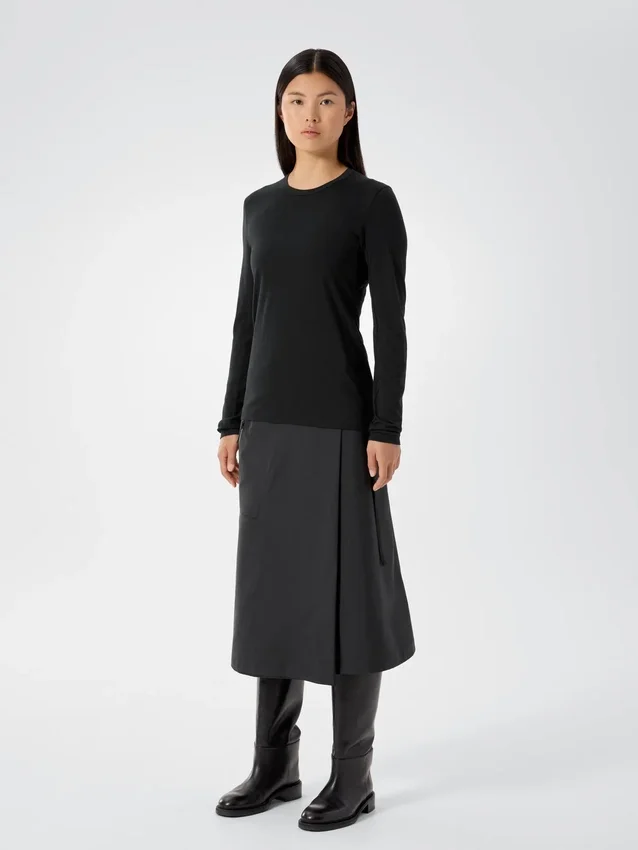 T-shirt à col rond et manches longues « Frame » pour femme