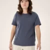 T-shirt à col rond Kragg SL en coton avec Emblem, manches courtes, femme