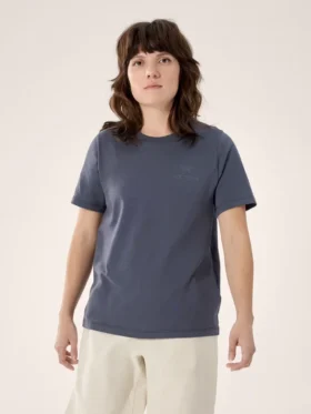 T-shirt à col rond Kragg SL en coton avec Emblem, manches courtes, femme