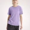 T-shirt à col rond Kragg SL en coton avec Emblem, manches courtes, femme