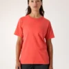 T-shirt à col rond Kragg SL en coton avec Emblem, manches courtes, femme