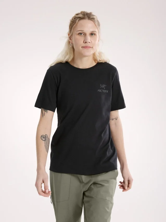 T-shirt à col rond Kragg SL en coton avec Emblem, manches courtes, femme