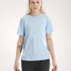 T-shirt à col rond Kragg SL en coton avec Emblem, manches courtes, femme