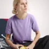 T-shirt à col rond Kragg SL en coton avec Emblem, manches courtes, femme