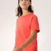 T-shirt à col rond Kragg SL en coton avec Emblem, manches courtes, femme