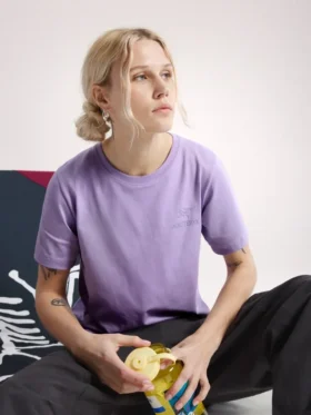 T-shirt à col rond Kragg SL en coton avec Emblem, manches courtes, femme