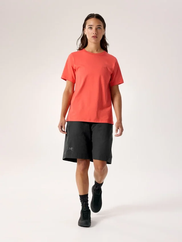 T-shirt à col rond Kragg SL en coton avec Emblem, manches courtes, femme