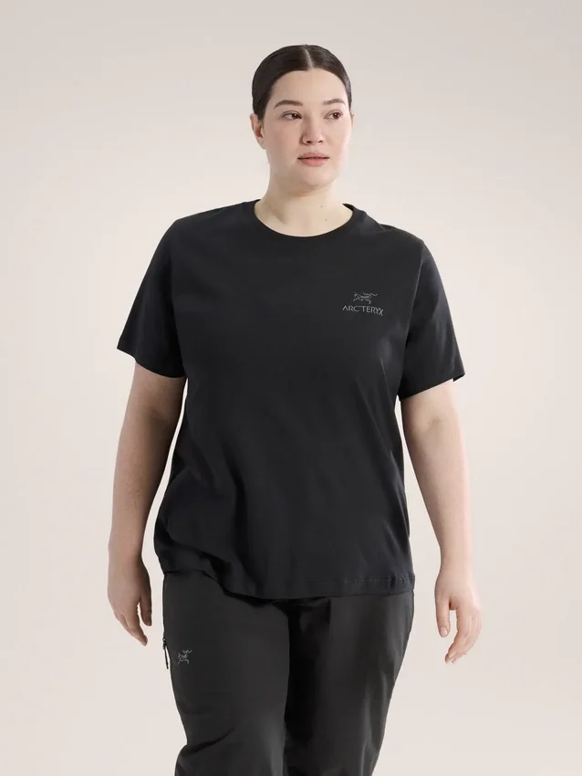 T-shirt à col rond Kragg SL en coton avec Emblem, manches courtes, femme
