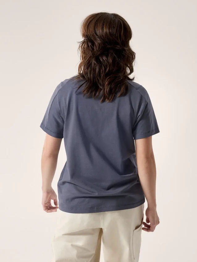 T-shirt à col rond Kragg SL en coton avec Emblem, manches courtes, femme