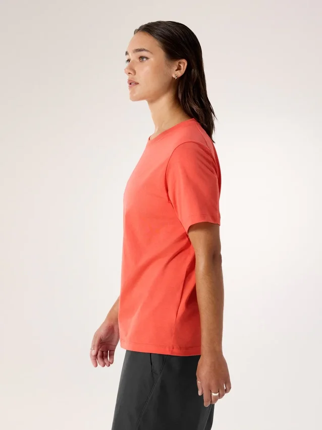 T-shirt à col rond Kragg SL en coton avec Emblem, manches courtes, femme