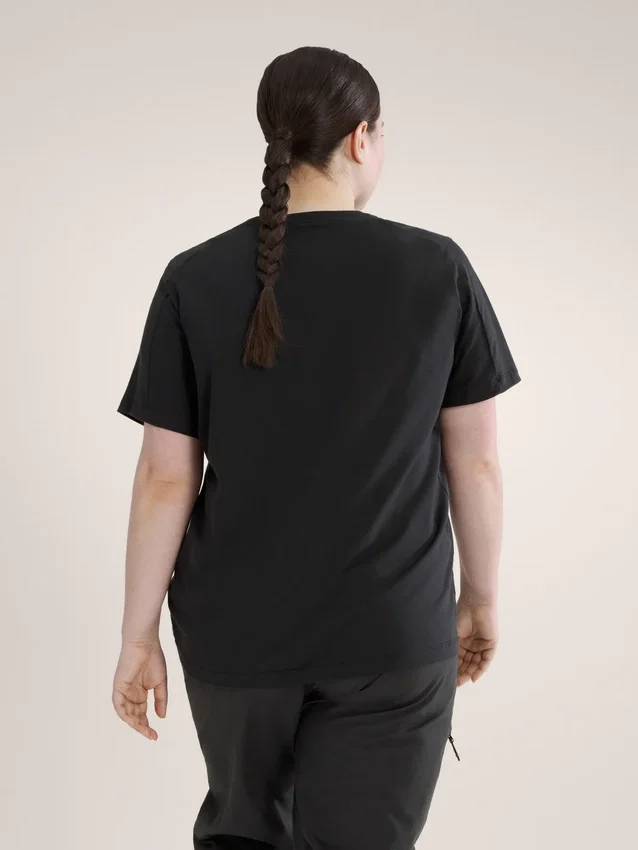 T-shirt à col rond Kragg SL en coton avec Emblem, manches courtes, femme