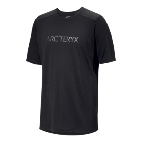T-shirts Ionia en laine mérinos « Word Logo » SS « Noir »